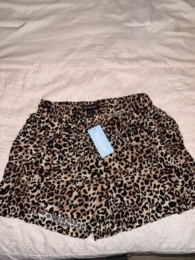 Streetwear Society Leopard Print Satin Shorts - Tan & Black